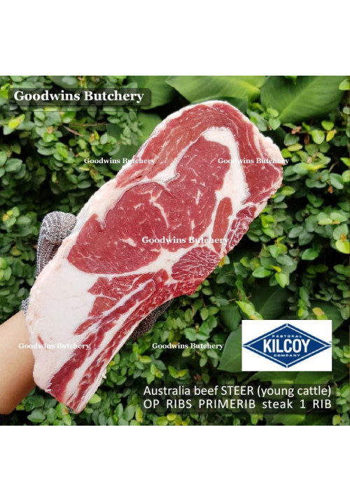 Beef rib PRIMERIB OP RIB Australia STEER (young cattle) KILCOY BLUE DIAMOND frozen 1 rib +/- 1.2kg 2" 5cm thick (price/kg)